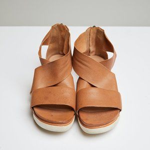Eileen Fisher Leather Strappy Brown Sandals